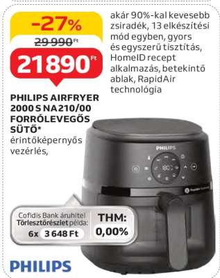 Philips Airfryer 2000 S NA210/00 Forrólevegős Sütő