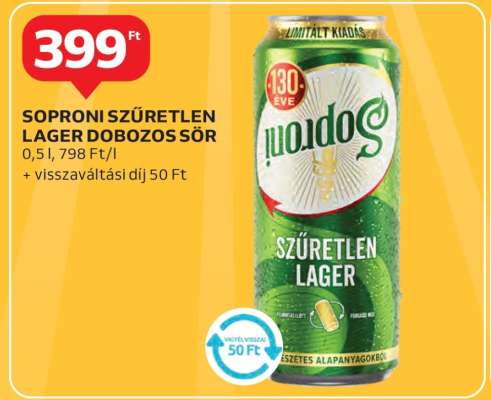 Soproni Szűretlen Lager Dobozos Sör