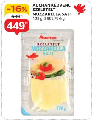 Auchan Kedvenc Szeletelt Mozzarella Sajt