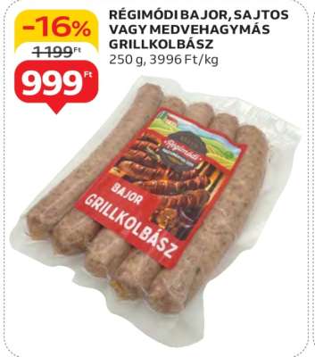 Régimódi Bajor, Sajtos vagy Medvehagymás Grillkolbász