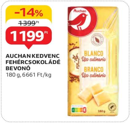 Auchan Kedvenc Fehércsokoládé Bevono