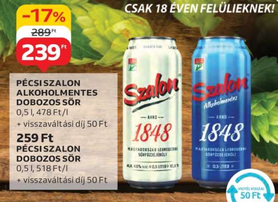 Pécsi Szalon Alkoholmentes Dobozos Sör