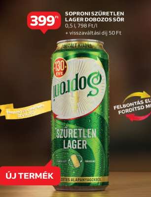 Soproni Szűretlen Lager Dobozos Sör