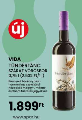 VIDA TÜNDÉRTÁNC SZÁRAZ VÖRÖSBOR