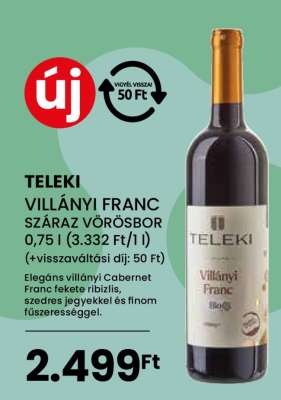 TELEKI VILLÁNYI FRANC SZÁRAZ VÖRÖSBOR