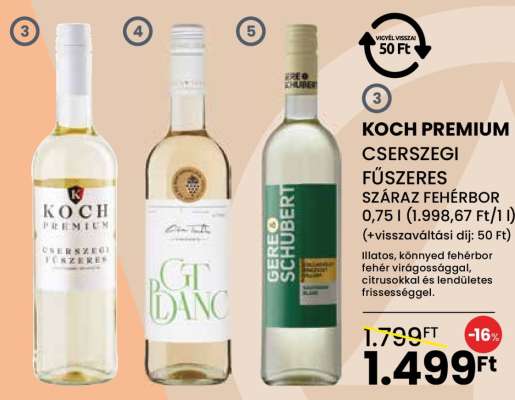 KOCH PREMIUM CSERSZEGI FŰSZERES SZÁRAZ FEHÉRBOR