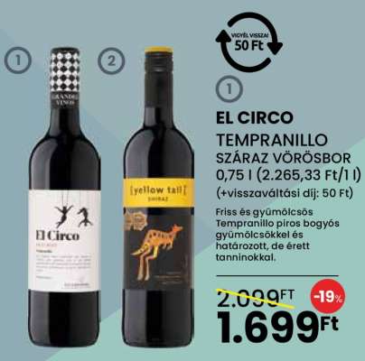 EL CIRCO TEMPRANILLO SZÁRAZ VÖRÖSBOR