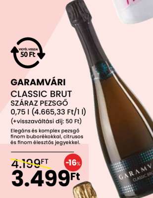 GARAMVÁRI CLASSIC BRUT SZÁRAZ PEZSGŐ