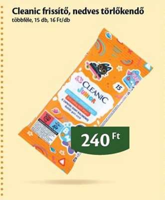 Cleanic frissítő, nedves törlőkendő
