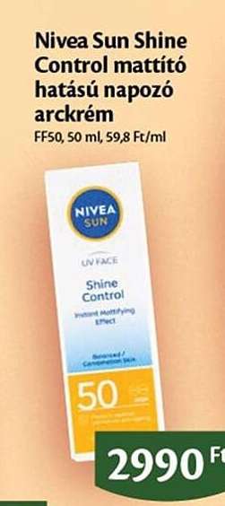 Nivea Sun Shine Control mattító hatású napozó arckrém