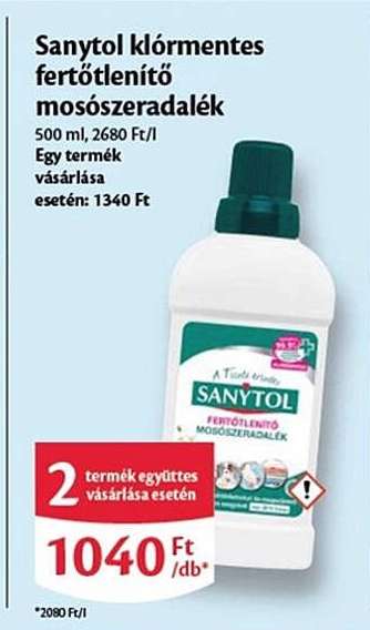 Sanytol klórmentes fertőtlenítő mosószeradalék