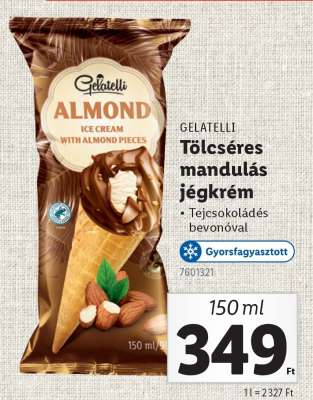 GELATELLI Tölcséres mandulás jégkrém