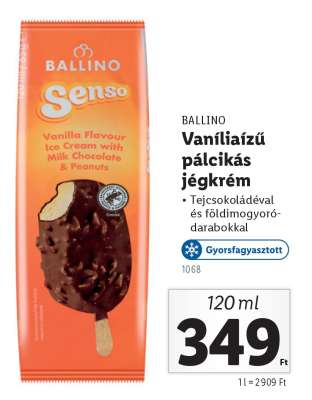 BALLINO Vaníliaízű pálcikás jégkrém