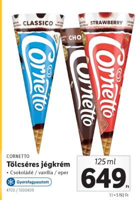 CORNETTO Tölcséres jégkrém