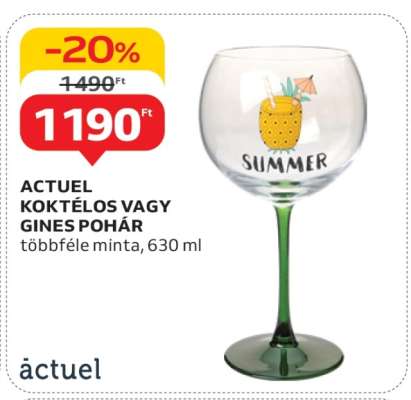 ACTUEL KOKTÉLOS VAGY GINES POHÁR