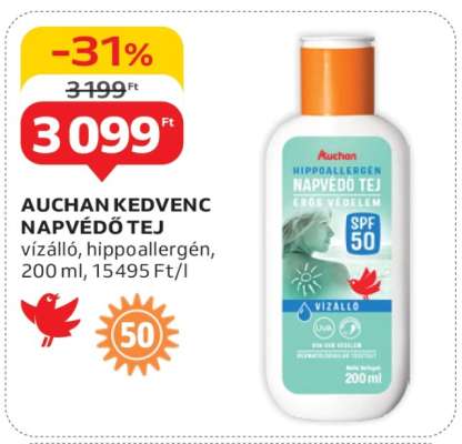 AUCHAN KEDVENC NAPVÉDŐ TEJ