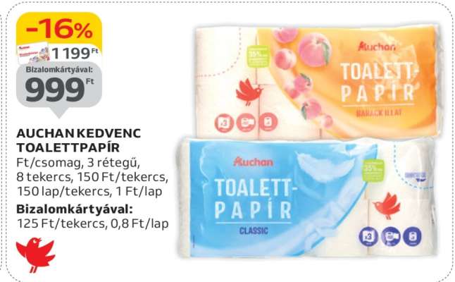 AUCHAN KEDVENC TOALETTPAPÍR