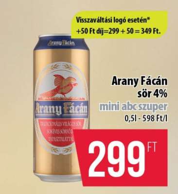 Arany Fácán sör 4%