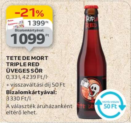 TÊTE DE MORT TRIPLE RED ÜVEGES SÖR