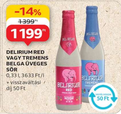 Delirium Red vagy Tremens Belga Üveges Sör