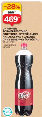 Dr Pepper, Schweppes Tonic, Pink Tonic, Bitter Lemon, Narancs vagy Canada Dry