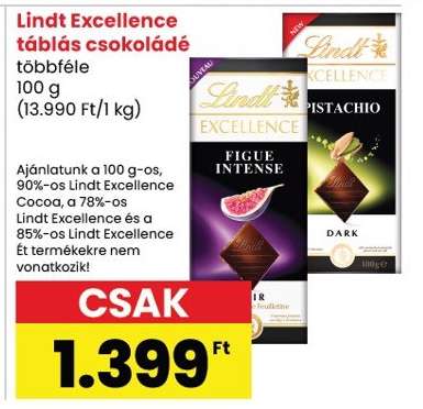 Lindt Excellence táblás csokoládé