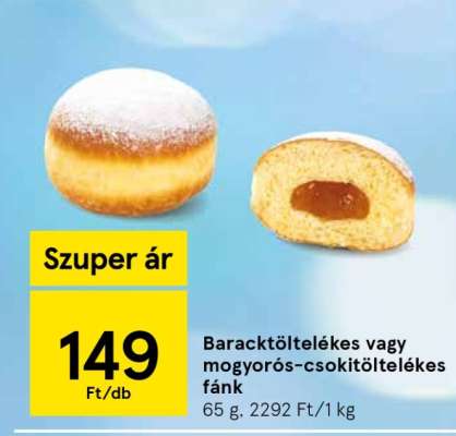 Baracktöltelékes vagy mogyorós-csokitöltelékes fánk