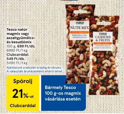 Tesco natúr magmix vagy aszaltgyümölcs- és kesudiómix