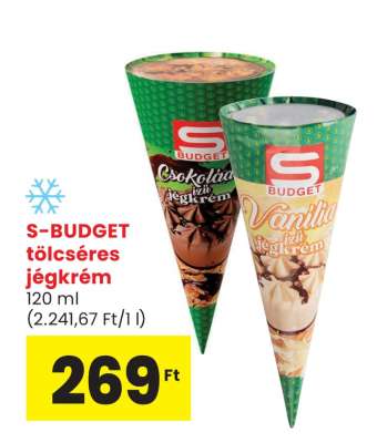 S-BUDGET tölcséres jégkrém