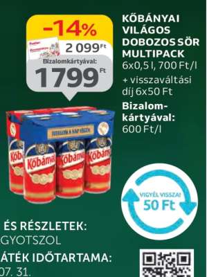 Kőbányai Világos Dobozos Sör Multipack