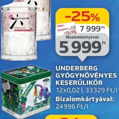 UNDERBERG GYÓGYNÖVÉNYES KESERŰLIKŐR