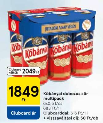 Kőbányai dobozos sör multipack