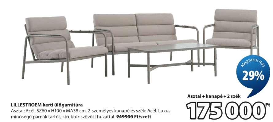 LILLESTROEM kerti ülőgarnitúra