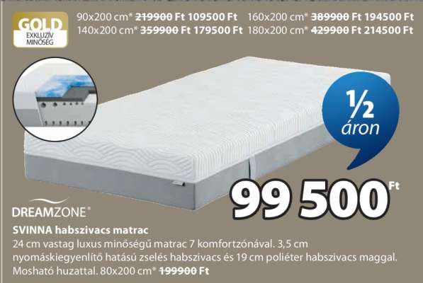 DREAMZONE SVINNA habszivacs matrac