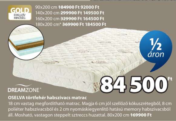 DREAMZONE OSELVA törtfehér habszivacs matrac