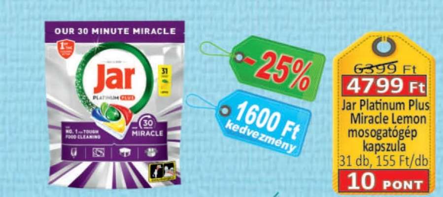 Jar Platinum Plus Miracle Lemon mosogatógép kapszula