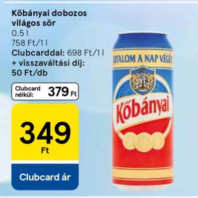 Kőbányai dobozos világos sör