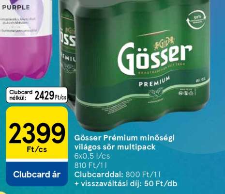 Gösser Prémium minőségi világos sör multipack