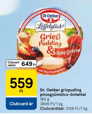 Dr. Oetker grízpuding pirosgyümölcs-öntettel
