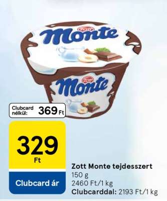 Zott Monte Tejdesszert