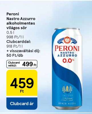 Peroni Nastro Azzurro alkoholmentes világos sör