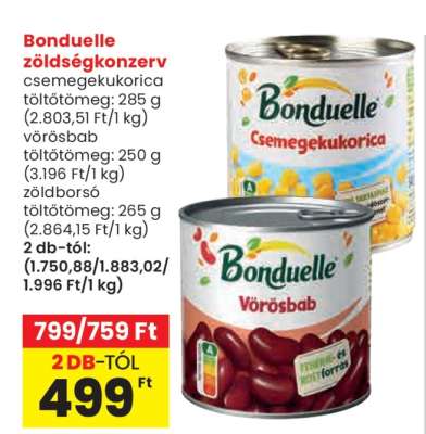 Bonduelle zöldségkonzerv