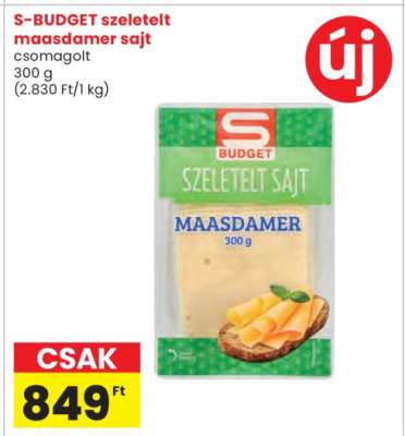 S-BUDGET szeletelt maasdamer sajt