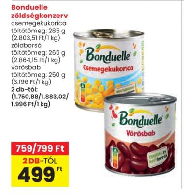 Bonduelle zöldségkonzerv