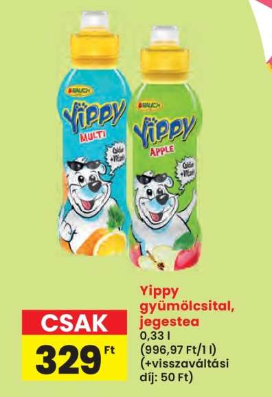 Yippy gyümölcsital, jegestea