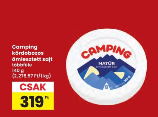 Camping kördobozos ömlesztett sajt