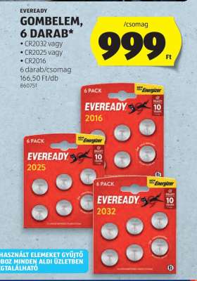 Eveready Gombelem, 6 darab