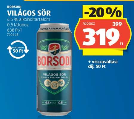 BORSODI Világos sör