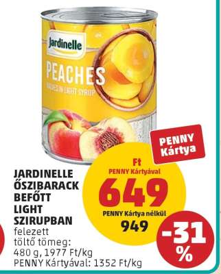 Jardinelle Őszibarack Befőtt Light Szirupban