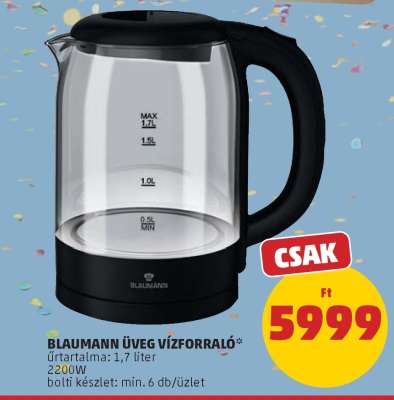 BLAUMANN ÜVEG VÍZFORRALÓ